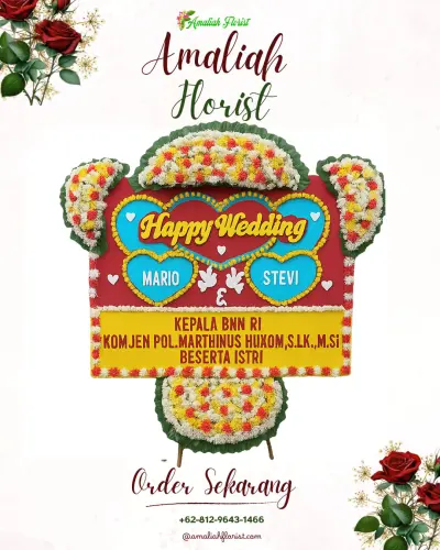 Karangan Papan Bunga Pernikahan di Siwuluh
